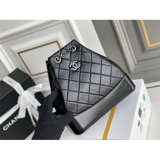 Chanel Gabrielle 2021 Backpack Black with Silver Hardware Lamb Leather Hass Factory leather 23x23x11cm