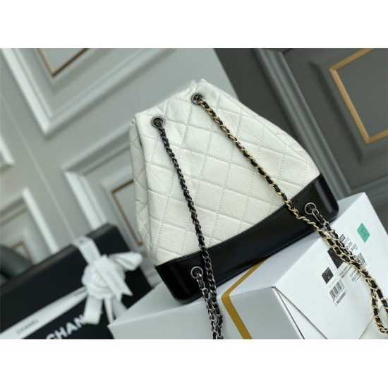 Chanel Gabrielle 2021 Backpack White with Silver Hardware Lamb Leather Hass Factory leather 23x23x11cm