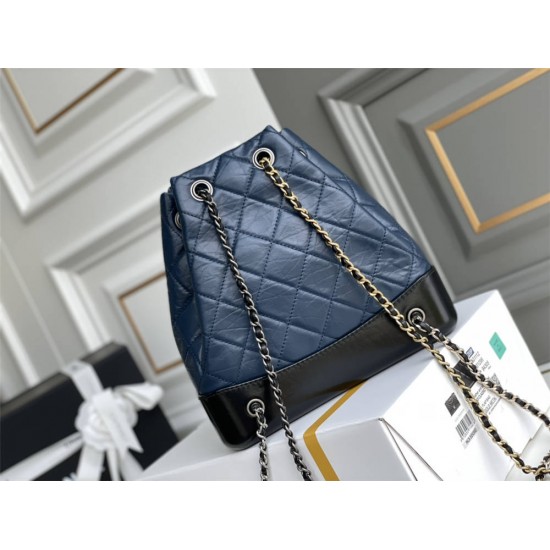 Chanel Gabrielle 2021 Backpack Blue with Silver Hardware Lamb Leather Hass Factory leather 23x23x11cm