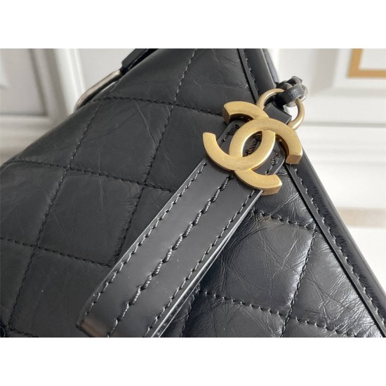 Chanel Gabrielle Hobo Black with Gold Hardware Lamb Leather Hass Factory leather 15x20x8cm