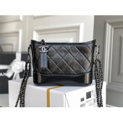 Chanel Gabrielle Hobo Black with Silver Hardware Lamb Leather Hass Factory leather 15x20x8cm