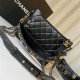 Chanel Gabrielle Hobo Black with Gold Hardware New Alphabet Shoulder Strap Lamb Leather Hass Factory leather 25cm