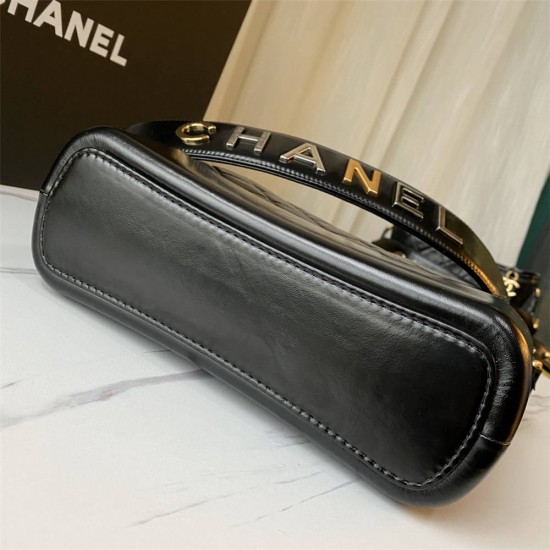 Chanel Gabrielle Hobo Black with Gold Hardware New Alphabet Shoulder Strap Lamb Leather Hass Factory leather 25cm