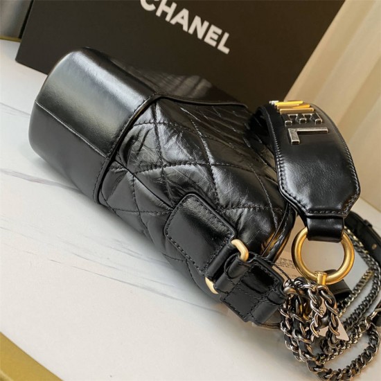 Chanel Gabrielle Hobo Black with Gold Hardware New Alphabet Shoulder Strap Lamb Leather Hass Factory leather 25cm