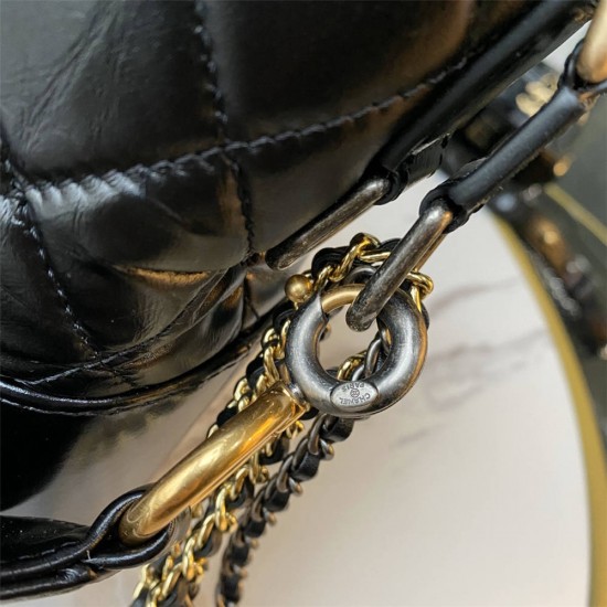 Chanel Gabrielle Hobo Black with Gold Hardware New Alphabet Shoulder Strap Lamb Leather Hass Factory leather 25cm