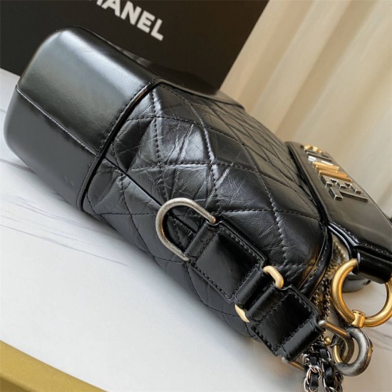 Chanel Gabrielle Hobo Black with Gold Hardware New Alphabet Shoulder Strap Lamb Leather Hass Factory leather 28cm