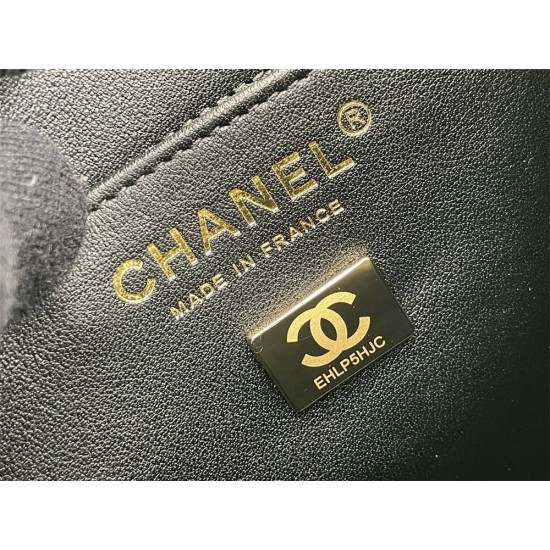 Chanel 22S Small Barrel Bag Black Champagne Gold Hardware Caviar Leather Hass Factory leather 16x15x9cm