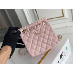 Chanel 22S Small Barrel Bag Pink Champagne Gold Hardware Caviar Leather Hass Factory leather 16x15x9cm