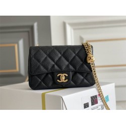 Chanel Classic Flap bag Heart Shaped Black with Gold Hardware Small Size 19 Caviar Leather Hass Factory leather 19x13x5cm