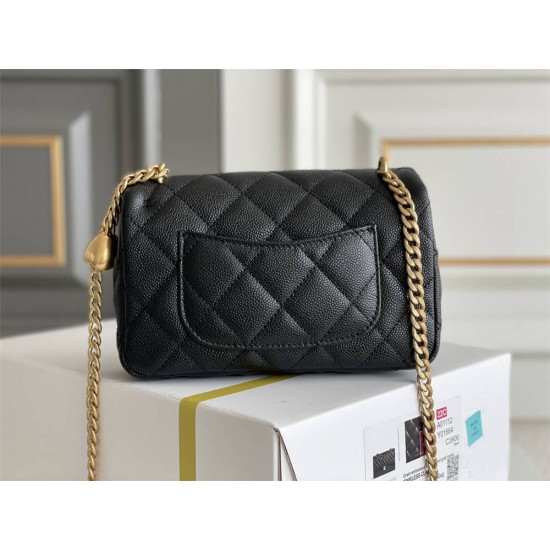 Chanel Classic Flap bag Heart Shaped Black with Gold Hardware Small Size 19 Caviar Leather Hass Factory leather 19x13x5cm