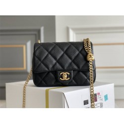 Chanel Classic Flap bag Heart Shaped Black with Gold Hardware Medium Size 20 Caviar Leather Hass Factory leather 20cm