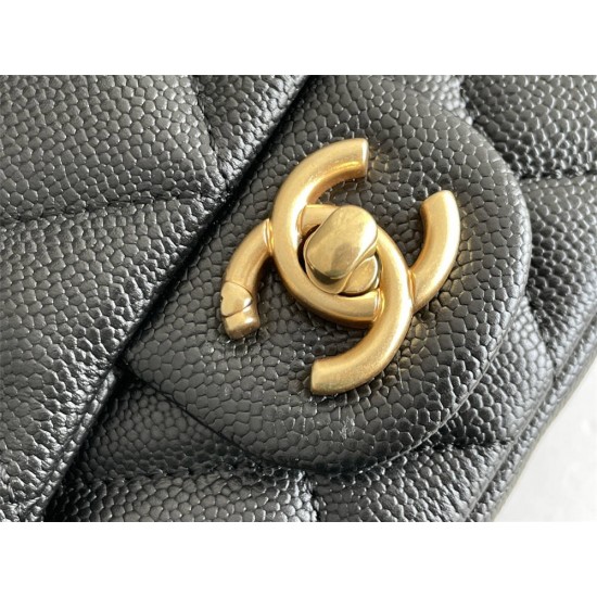 Chanel Classic Flap bag Heart Shaped Black with Gold Hardware Medium Size 20 Caviar Leather Hass Factory leather 20cm