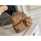 Chanel 23P Vintage Double Pocket Backpack Apricot Champagne Gold Hardware Caviar Leather Hass Factory leather 18x17x10cm