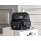 Chanel 23P Vintage Double Pocket Backpack Black Champagne Gold Hardware Small Size Caviar Leather Hass Factory leather 18x17x10cm