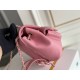 Chanel 23A Vintage Double Pocket Backpack Pink Champagne Gold Hardware Small Size Calfskin Leather Hass Factory leather 18x17x10cm