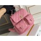 Chanel 23A Vintage Double Pocket Backpack Pink Champagne Gold Hardware Medium Size Calfskin Leather Hass Factory leather 21x20x12cm