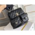 Chanel 23A Double Pocket Vintage Backpack Black Champagne Gold Hardware Medium Size Calfskin Leather Hass Factory leather 18x17x10cm