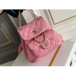 Chanel 23C Duma Backpack Pink Champagne Gold Hardware Small Size Calfskin Leather Hass Factory leather 19x18x12cm