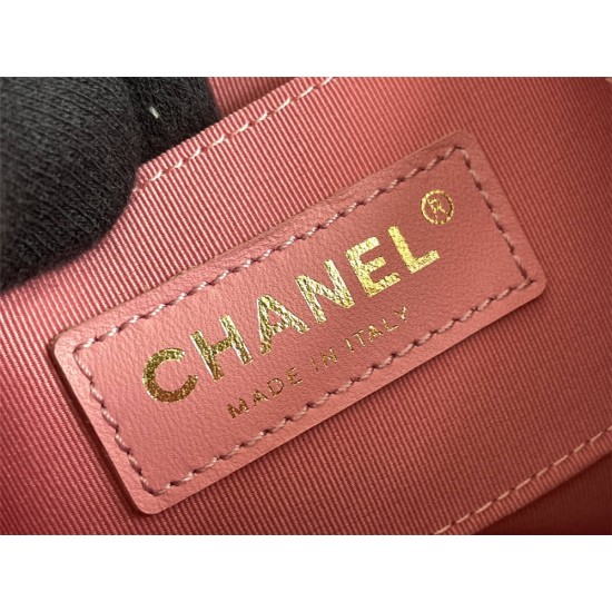 Chanel 23C Duma Backpack Pink Champagne Gold Hardware Small Size Calfskin Leather Hass Factory leather 19x18x12cm