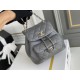 Chanel 22A Duma Backpack Gray Champagne Gold Hardware Small Size Lambskin Leather Hass Factory leather 18x18x12cm