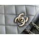 Chanel 22A Duma Backpack Gray Champagne Gold Hardware Small Size Lambskin Leather Hass Factory leather 18x18x12cm