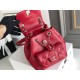 Chanel 2022cc Small Backpack Red Champagne Gold Hardware Calfskin Leather Hass Factory leather 18x18x12cm