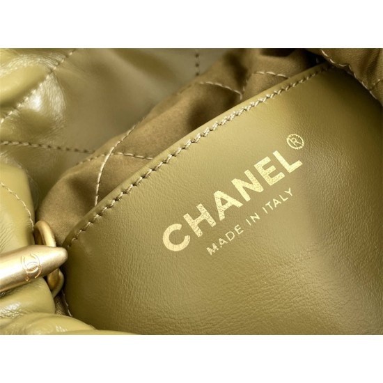 Chanel 23A Chanel 22 Mini Avocado Green Gold Hardware Calfskin Leather Hass Factory leather 19x20x6cm