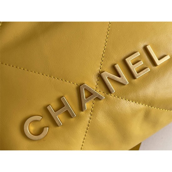 Chanel 23A Chanel 22 Mini Mango Yellow Gold Hardware Calfskin Leather Hass Factory leather 19x20x6cm