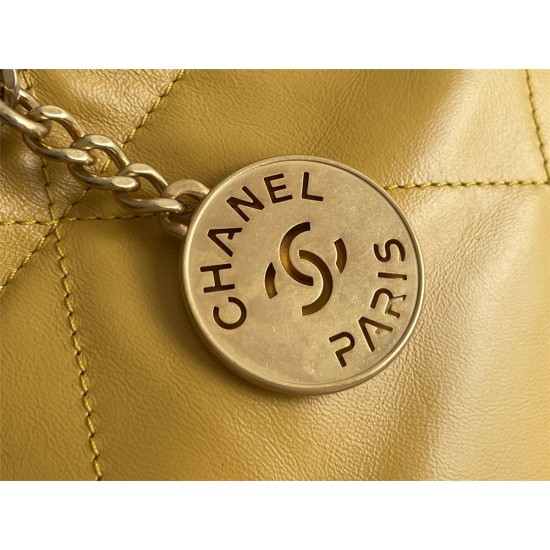 Chanel 23A Chanel 22 Mini Mango Yellow Gold Hardware Calfskin Leather Hass Factory leather 19x20x6cm