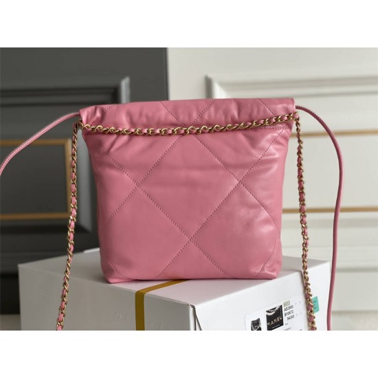 Chanel 23 Chanel 22 Mini Coral Pink Gold Hardware Calfskin Leather Hass Factory leather 19x20x6cm