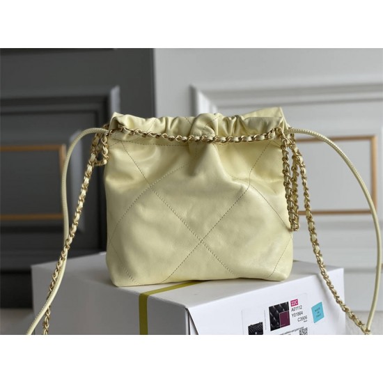 Chanel 23S Chanel 22 Mini Lemon Yellow Gold Hardware Calfskin Leather Hass Factory leather 19x20x6cm