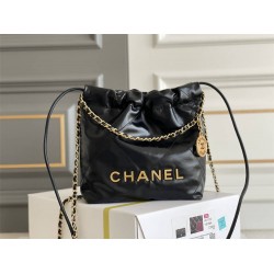 Chanel 23S Chanel 22 Mini Black Gold Hardware Calfskin Leather Hass Factory leather 19x20x6cm