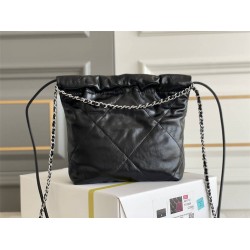 Chanel 23S Chanel 22 Mini Black Silver Hardware Calfskin Leather Hass Factory leather 19x20x6cm