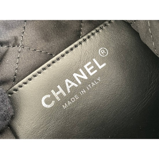 Chanel 23S Chanel 22 Mini Black Silver Hardware Calfskin Leather Hass Factory leather 19x20x6cm