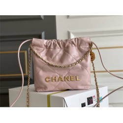 Chanel 23S Chanel 22 Mini Pink Gold Hardware Calfskin Leather Hass Factory leather 19x20x6cm