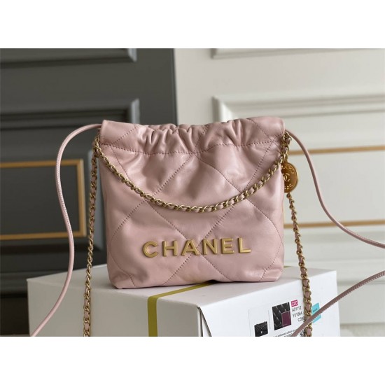 Chanel 23S Chanel 22 Mini Pink Gold Hardware Calfskin Leather Hass Factory leather 19x20x6cm