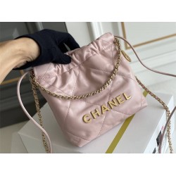 Chanel 23S Chanel 22 Mini Pink Gold Hardware Calfskin Leather Hass Factory leather 19x20x6cm