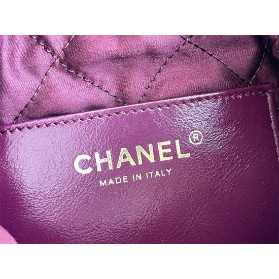 Chanel 23S Chanel 22 Mini Dragon Fruit Pink Gold Hardware Calfskin Leather Hass Factory leather 19x20x6cm