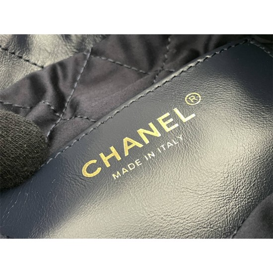 Chanel 23S Chanel 22 Mini Deep Blue Gold Hardware Calfskin Leather Hass Factory leather 19x20x6cm