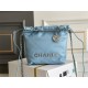 Chanel 23A Chanel 22 Mini Milky Blue Silver Hardware Calfskin Leather Hass Factory leather 19x20x6cm