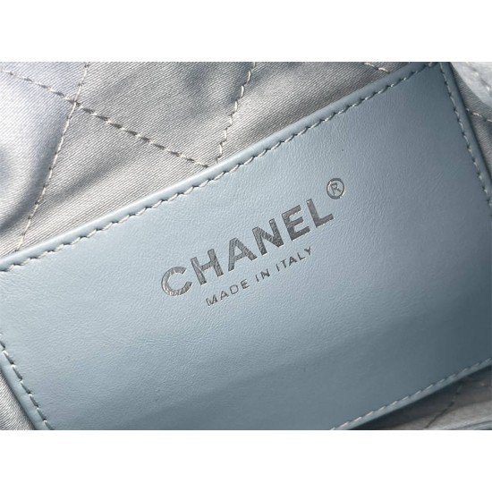 Chanel 23A Chanel 22 Mini Milky Blue Silver Hardware Calfskin Leather Hass Factory leather 19x20x6cm