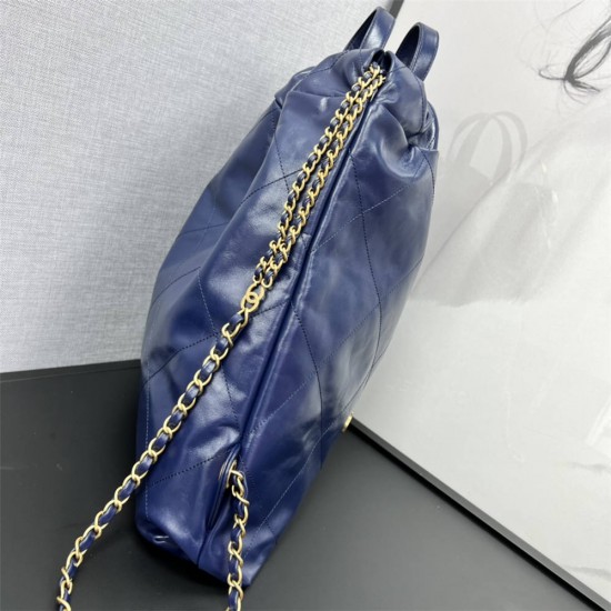 Chanel 22S Chanel 22 Bag Blue Gold Hardware Calfskin Leather Hass Factory leather 51x40x9cm