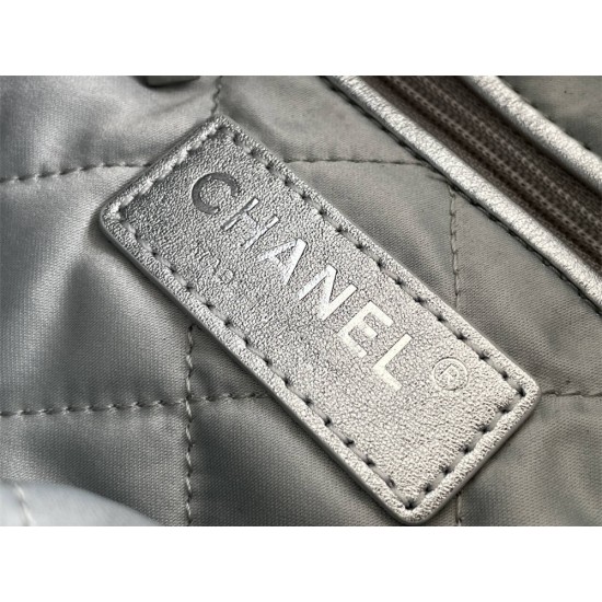 Chanel 22S Chanel 22 Small Double Shoulder Bag White Gold Hardware Calfskin Leather Hass Factory leather 51x40x9cm