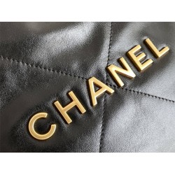 Chanel 22S Chanel 22 Bag Small Size 34 Black Gold Hardware Calfskin Leather Hass Factory leather 29x35x11cm