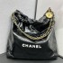 Chanel 22S Chanel 22 Bag Small Size 35 Black White Letters Gold Hardware Calfskin Leather Hass Factory leather 29x35x11cm