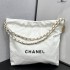 Chanel 22S Chanel 22 Bag Small Size 35 White Black Letters Gold Hardware Calfskin Leather Hass Factory leather 29x35x11cm