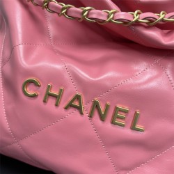 Chanel 22S Chanel 22 Bag Small Size 35 Peach Pink Gold Hardware Calfskin Leather Hass Factory leather 29x35x11cm