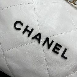 Chanel 22S Chanel 22 Bag Medium Size 39 White Black Letters Gold Hardware Calfskin Leather Hass Factory leather 39cm