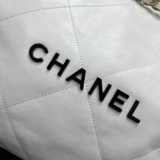 Chanel 22S Chanel 22 Bag Medium Size 39 White Black Letters Gold Hardware Calfskin Leather Hass Factory leather 39cm