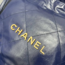 Chanel 22S Chanel 22 Bag Medium Size 39 Blue Gold Hardware Calfskin Leather Hass Factory leather 39cm